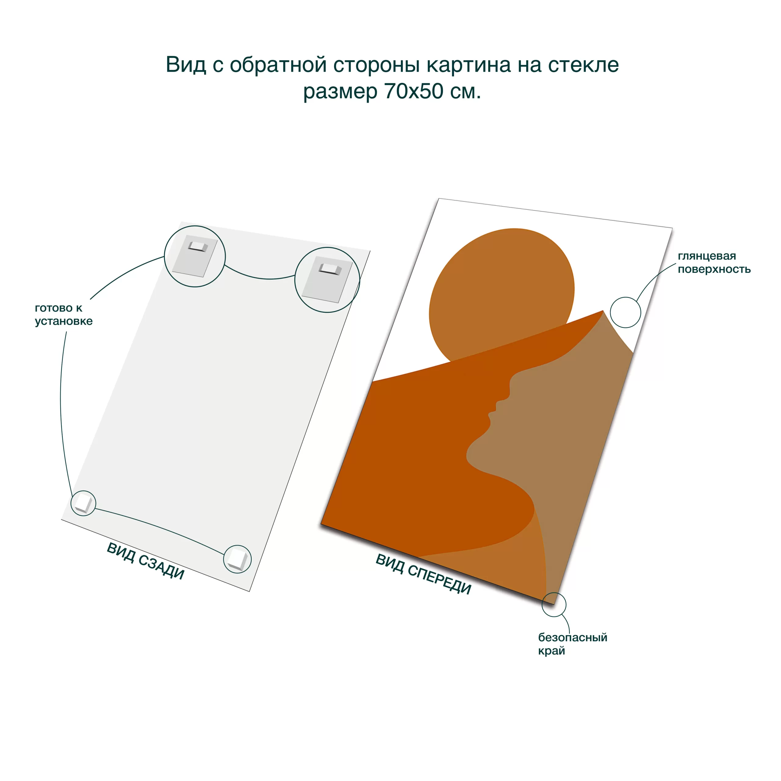 картина на стекле 70х50 см, "День", AR042, вид сзади